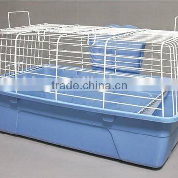 Ekia Pet White Steel And Blue Plastic Bottom Small Animal Cage For Rabbit