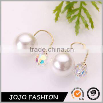 New Fashion Double Sided Ball Stud Earrings Zircon Pearl Earring