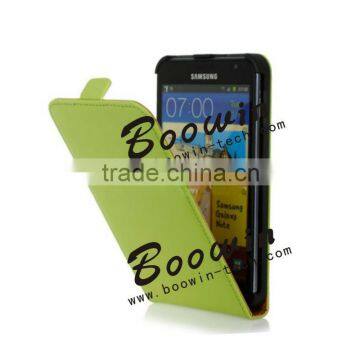 green genuine real leather flip caseFor Samsung I9220 Galaxy Note