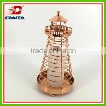 Metal handmade crafts-plated iron beacon with LED light for home decoration