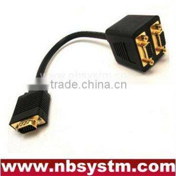 2 monitor to 1 pc VGA Y Splitter Cable molded