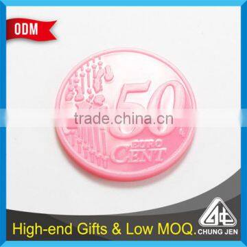 Wholesale bulk metal / plastic laser logo euro shopping cart coin