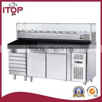 air-cooled refrigerated pizza counters with displayer