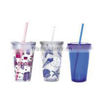 Mug acrylic tumblers with straw