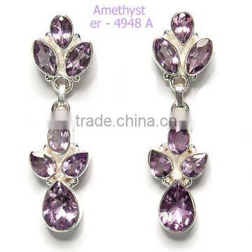 925 silver earrings amethyst earrings natural purple stone jewellery Wholesale Indian earrings