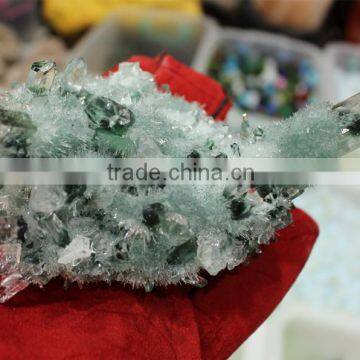 Magic Transparent Deep Green Phantom Crystal Cluster