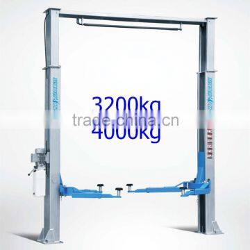 Clear floor 2-post car lift, manual release, 3200kg 4000kg