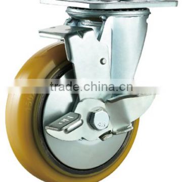 Swivel Side Lock (metal) Iron Core PU Caster Heavy duty Double Ball Bearing Caster