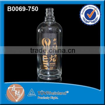 Elegant Liquor Bottles Round 750ML Premium Glass Bottle