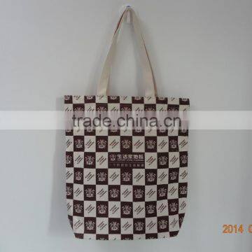 Foldable cotton plaid pattern custom standard size shopping bag