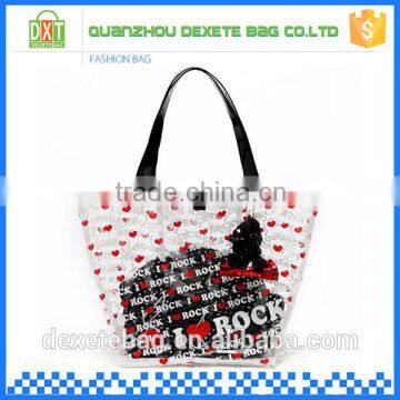 Beach waterproof pvc cute tote bag for school girl with a removeable small bag