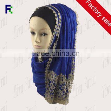 Fashion Graceful Wholesale New Style Lace Charming Shawl Wrap Viscose Shimmer Hijab Glitter Scarf