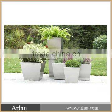 Trapezoidal outdoor stainless steel flower pots for sale