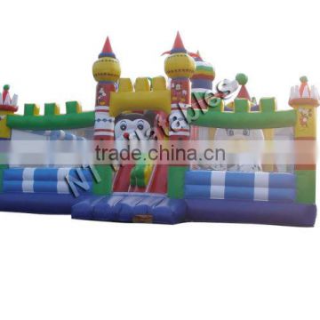 2016 hot sale new product inflatable fun city large all- around game including slide, obstacle and jumpinng area