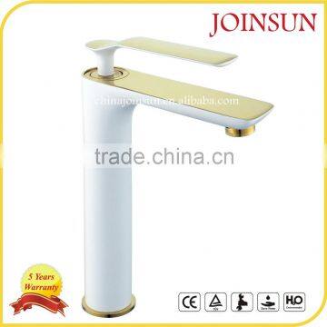 Gold and White Single Handle Brass Water Tap