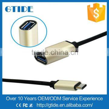 Reversible Design USB C Type Connector OTG Data Cable,USB 3.1 Type C Female Cable Adapter for New Macbook