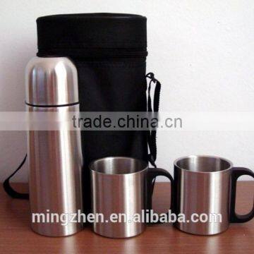 Fashionable Stainless Steel Gift Set 500ml Vacuum Flask and 2pcs 220ml Stainless Steel Coffee Mug photo-3
