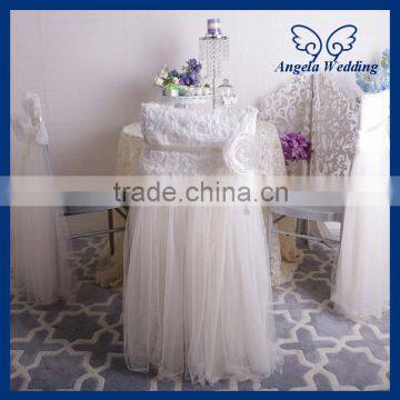 CH019CA New 2015 wedding high back puffy Christmas tutu ivory tulle chair cover with flower