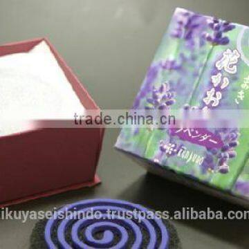 Japanese coil incense, Hana Kaori Series, Lavender, Less Smoke Type