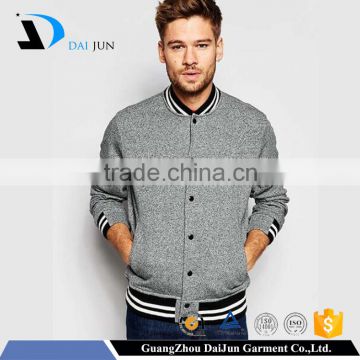 Daijun oem 2016 new design autumn 100% cotton casual style man gray fashion varsity jacket