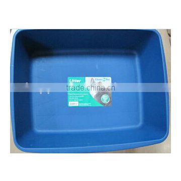 Color printing plastic cat litter pan with 2 different sizes, with rim