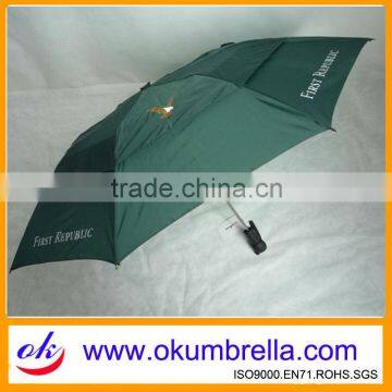 Green Automatic Mens 2 Folding Vented Umbrella OKF169