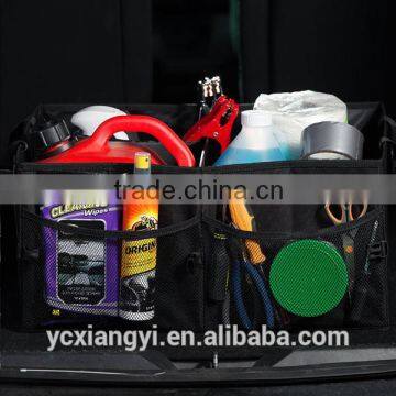 Foldable Sturdy Three-Compartment Back Car Organizer , Large Tool Car Trunk Organizer for Drink Food