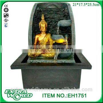 resin desktop thai buddha water fountain for home decoration