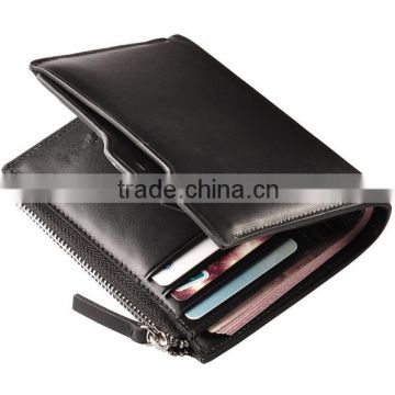 Real leather men travel wallet with rfid card holder and coin pocket