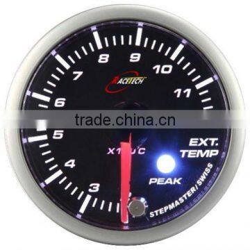 52mm Smoke Lens/ Super White & Amber LED Exhaust Gas Temp Gauge With Warning & Peak Recall