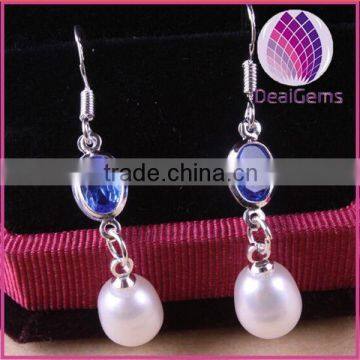 2015 new fashion 925 sterling silver 8-9mm pearl earring