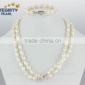 Hot sale pearl set 9mm AA- freshwater rice pearl set