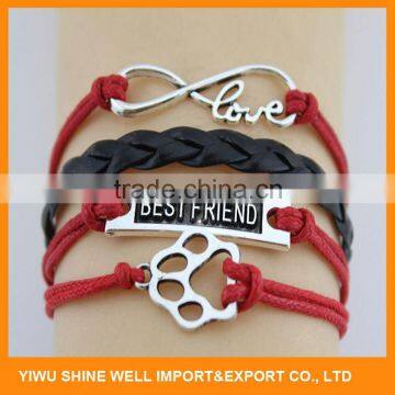 New selling different types fashion handmade leather bracelet on sale