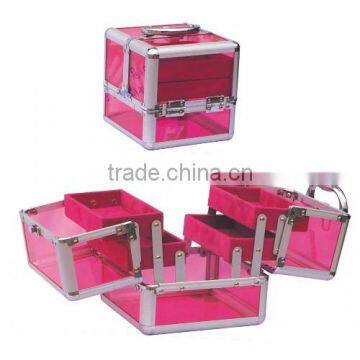 fashion makeup kits beauty makeup case red acrylic cosmetic box portable professional makeup box Y174B