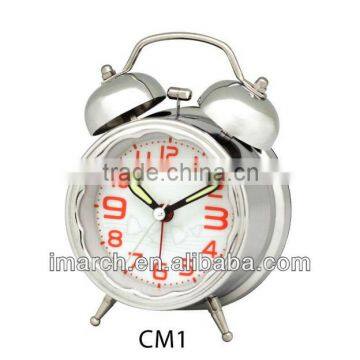 silvery twin bell clock,table clock