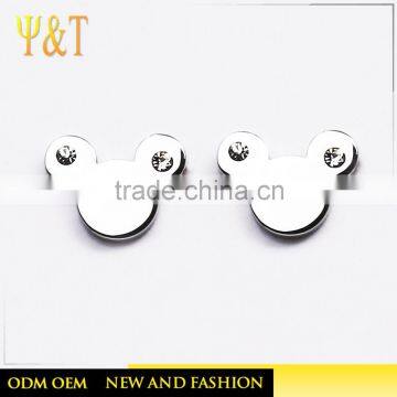 Factory Price Stainless Steel Silver Plated Minnie Mouse Stud Earrings From Chinese Supplier