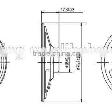 Professional 77mm 8ohm 1w Paper Cone Speaker