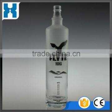750ML WHITE FROSTED EMPTY GLASS VODKA BOTTLE WITH CORK