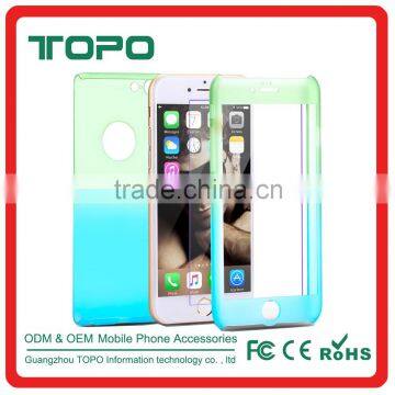 360 degree Full cover protective hard PC shockproof cell phone Gradient Color case with tempered glass for iphone 6 6s plus