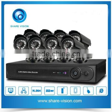 Full D1 960H 8ch H.264 DVR kit with 24 pcs led camera