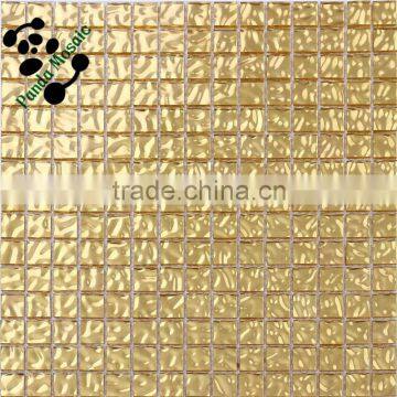 SMG11 Straight edge wave gold mosaic Gold glass mosaic Gold foil on bottom mosaic