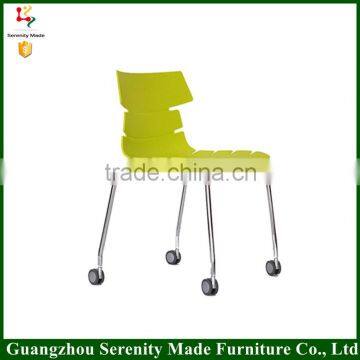 High quality steel legs plastic offce chair with wheels
