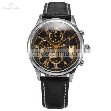 KS Mens Leather Band Analog Automatic Mechanical Fashion Watch