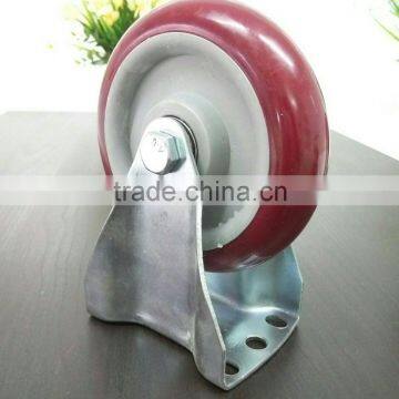 JY-501|red Polyurethane Double Brake Heavy Duty Caster Wheels photo-2