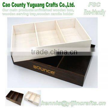 wooden tray with compartments,3 compartments tray,finished wood tray