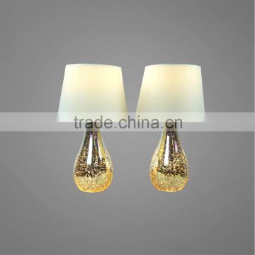 Nice Sparkle Glass Base And Body With Fabric Lampshade Bedside table lamp Decorative Table Lamp