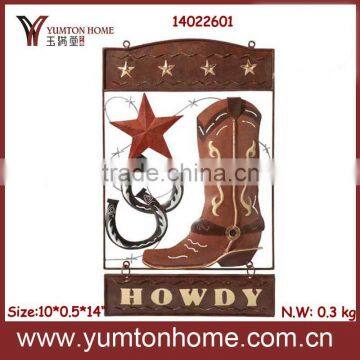 Metal wall art cowboy boot decorations