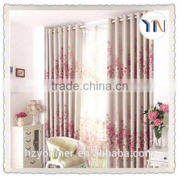 Elegant rural style floral printed blackout curtain fabric for girls, beautiful and 100% sun shade, flame retardant