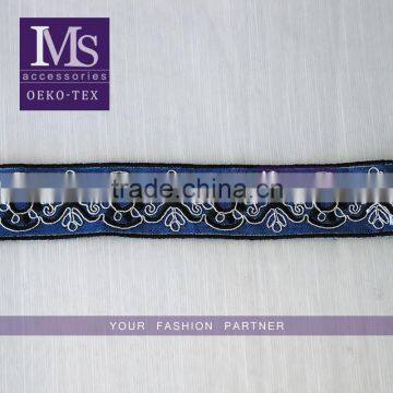 Navy Denim embroidery trims Braided jacquard Decorative Trimming for apparels