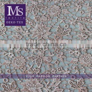 100% Polyester 2016 Hot Selling poly floral dress making embroidery lace fabric